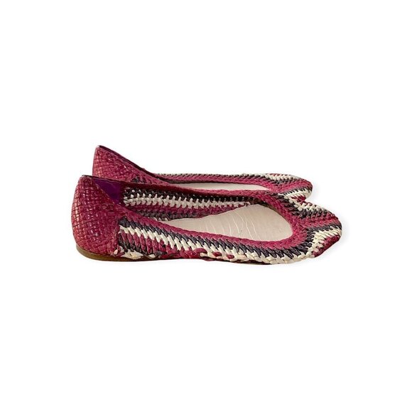 Prada Round Toe Multicolor Woven Leather ballerinas Flats, Size 39 EU, Pink mult - Picture 4 of 9